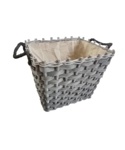 Cesto grigio portalegna quadrato foderato con manico Solo Oggi